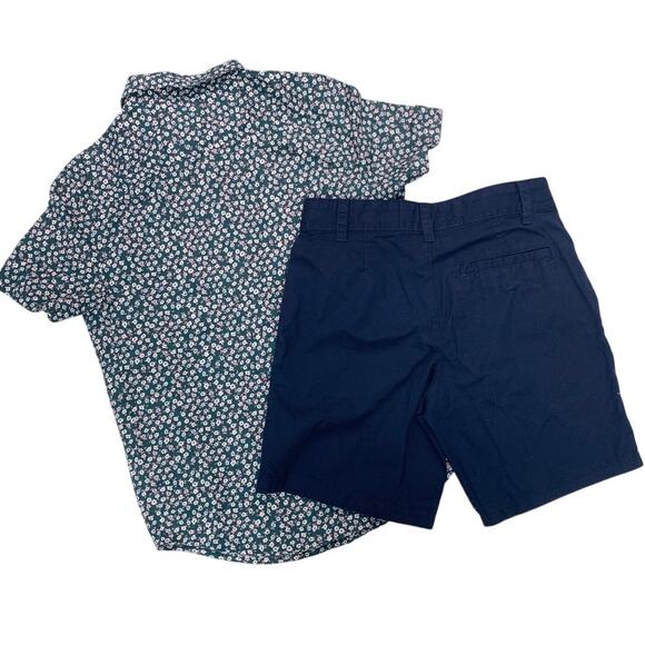 New Cat & Jack Boys Medium (8) Floral Button Up Shirt Adjustable Waist Shorts - Picture 2 of 3